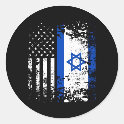 Sticker Rond Fière Israélienne Drapeau Américain Fierté Patriot (Devant)