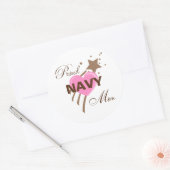 Sticker Rond Fière maman de la Marine Coeur (Enveloppe)