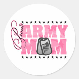 Sticker Rond Fière maman de l'armée Camo rose