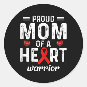 Sticker Rond Fière Maman D'Un Coeur Guerrier Maladie Cardiaque 