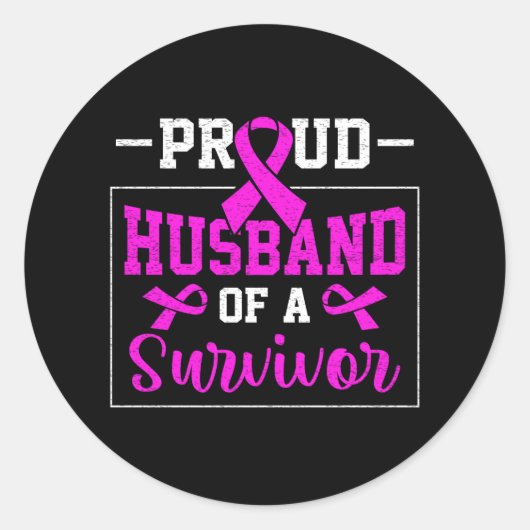 Sticker Rond Fière Mari De Survivant Sensibilisation Au Cancer  (Devant)