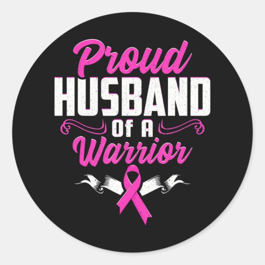 Sticker Rond Fière Mari d'un guerrier cancer du sein (Devant)