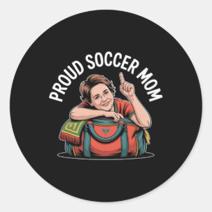 Sticker Rond Fière mère de footballeuse Supporteur joyeux pour