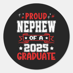 Sticker Rond Fière Nephew D'Un Cl De 2025 Diplômé Gradu Senior