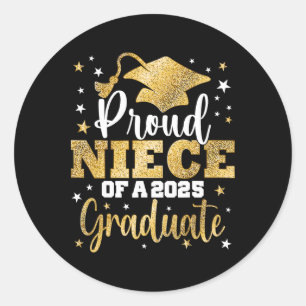 Sticker Rond Fière Nièce D'Un Cl De 2025 Diplômé De Deuxième An