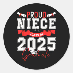Sticker Rond Fière Nièce D'Un Cl De 2025 Diplômé Senior 25 Gra