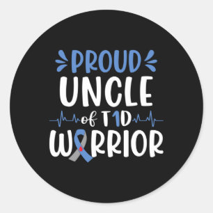 Sticker Rond Fière Oncle Du T1D Guerrier Sensibilisation au dia