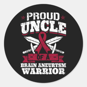 Sticker Rond Fière Oncle D'Un Cerveau Aneurysme Guerrier Sensib