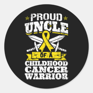 Sticker Rond Fière Oncle D'Un Guerrier Du Cancer De L'Enfance