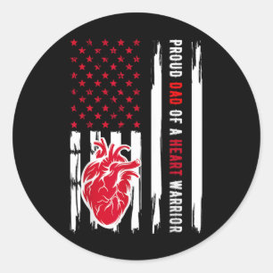 Sticker Rond Fière Papa D'Un Guerrier Du Coeur Sensibilisation
