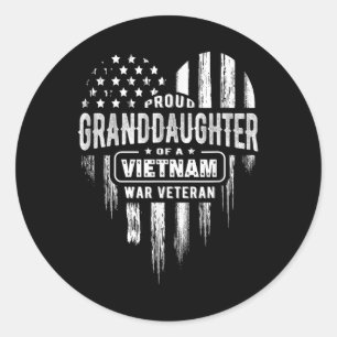 Sticker Rond Fière Petite-fille Viêt-Nam Vétéran de la guerre G