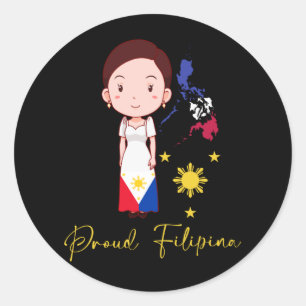 Sticker Rond Fière Philippines Femme Philippine Pide Pinay Gir
