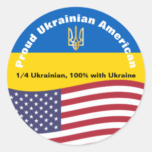 Sticker Rond Fière position de l'Ukrainien-Américain avec l'Ukr
