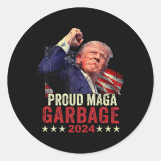 Sticker Rond Fière poubelle Trump Supporter 4