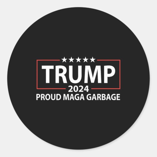 Sticker Rond Fière poubelle Trump Supporter 6 (Devant)