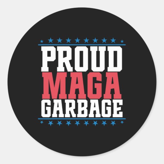 Sticker Rond Fière poubelle Trump Supporter 7 (Devant)