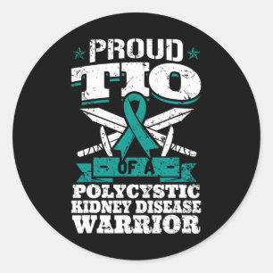 Sticker Rond Fière Tio D'Un Guerrier Polykystique De Maladie Du