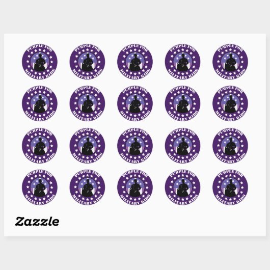 Sticker Rond Fière Violette Pour Les Militaires (arrière - plan (Feuille)