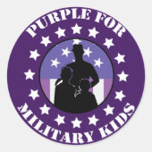 Sticker Rond Fière Violette Pour Les Militaires (arrière - plan (Devant)