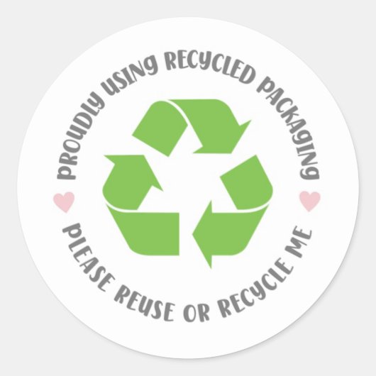 Sticker Rond fièrement en utilisant l'emballage recyclé expédit (Devant)