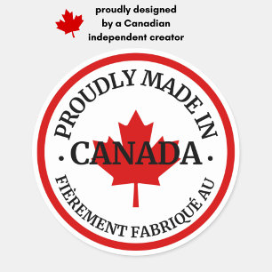 Sticker Rond Fièrement fabriqué au Canada/Fabriqué au Canada En