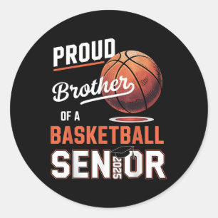 Sticker Rond Fièrement frère d'un diplômé senior de basket-ball