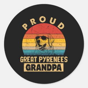 Sticker Rond Fiers Grands Pyrénées Grand-Père Dons Chien Dons A