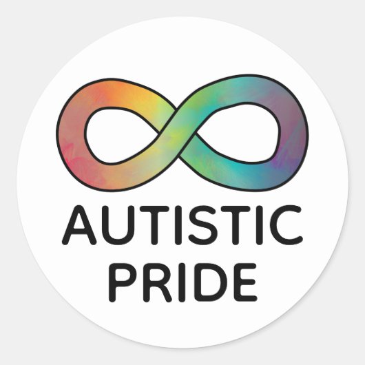Sticker Rond Fierté autistique Neurodiversité Acceptation (Devant)