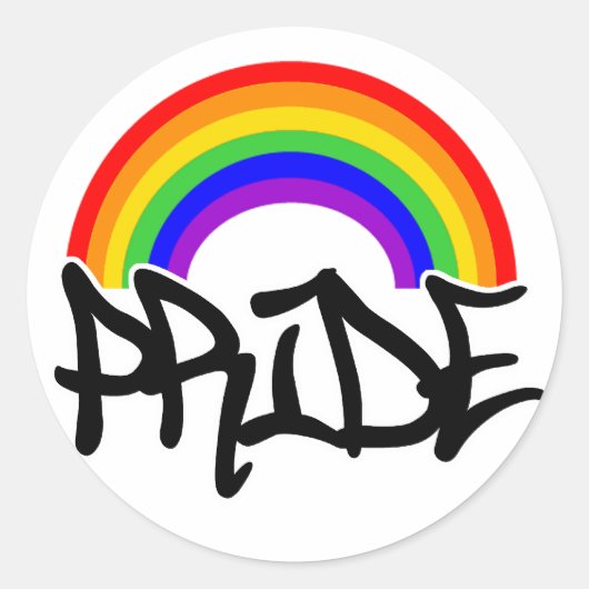 Sticker Rond Fierté avec arc-en-ciel (Devant)
