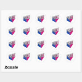 Sticker Rond Fierté bisexuelle éclatée (Feuille)