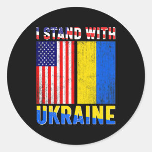 Sticker Rond Fierté Contre L'Ukraine Vintage Amérique Ukrainien