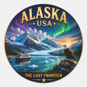 Sticker Rond Fierté de l'Alaska, dernier État frontière
