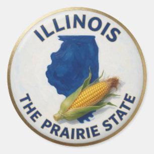 Sticker Rond Fierté de l'État de l'Illinois 🌾 Herbe de la Prai