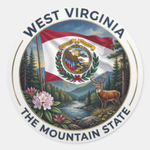 Sticker Rond Fierté de l'État des Appalaches de Virginie-Occide