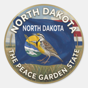 Sticker Rond Fierté de l'État du Dakota du Nord ✦ Patrimoine du