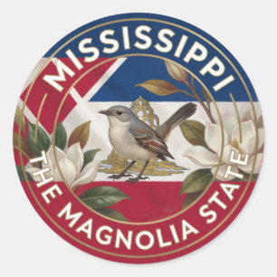 Sticker Rond Fierté de l'État du Mississippi ✦ Patrimoine du Ma