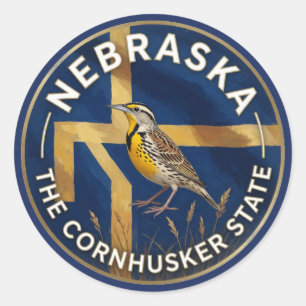 Sticker Rond Fierté de l'État du Nebraska ✦ Patrimoine Cornhusk