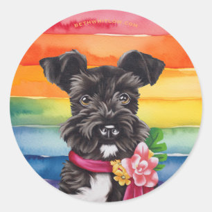 Sticker Rond Fierté de mini-Schnauzer
