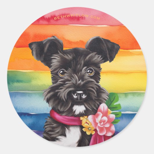 Sticker Rond Fierté de mini-Schnauzer (Devant)