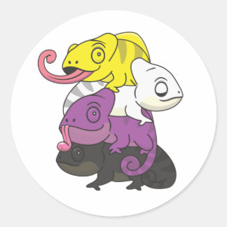 Sticker Rond Fierté Drapeau Non binaire Lgbtq Cute Chameleon Pi