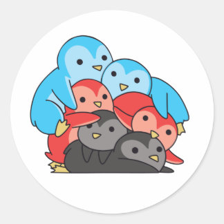 Sticker Rond Fierté Drapeau Polyamoire Lgbtq Cute Penguin