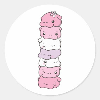 Sticker Rond Fierté Drapeau Pomosexuel Lgbtq Cute Hippo Classic