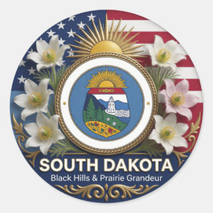 Sticker Rond Fierté du patrimoine de la prairie du Dakota du Su