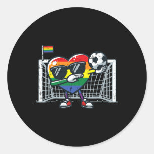 Sticker Rond Fierté Gay Cœur Football Lgbtq Allié Arc-en-ciel H