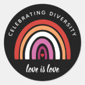Sticker Rond Fierté lesbienne célébrant la diversité L'amour es (Devant)