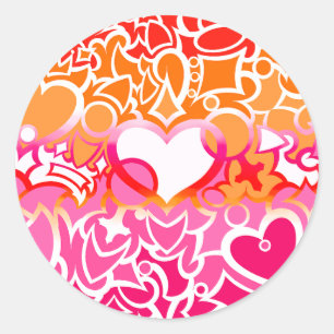 Sticker Rond Fierté lesbienne Sunset Squiggle