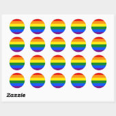 Sticker Rond Fierté LGBT Arc-en-ciel strié (Feuille)