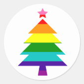 Sticker Rond Fierté LGBTQ Arbre de Noël Arc-en-ciel (Devant)