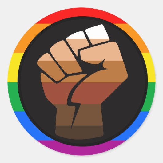 Sticker Rond FIERTÉ LGBTQ (POC Fist Pride) (Devant)