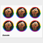 Sticker Rond FIERTÉ LGBTQ (POC Fist Pride) (Feuille)